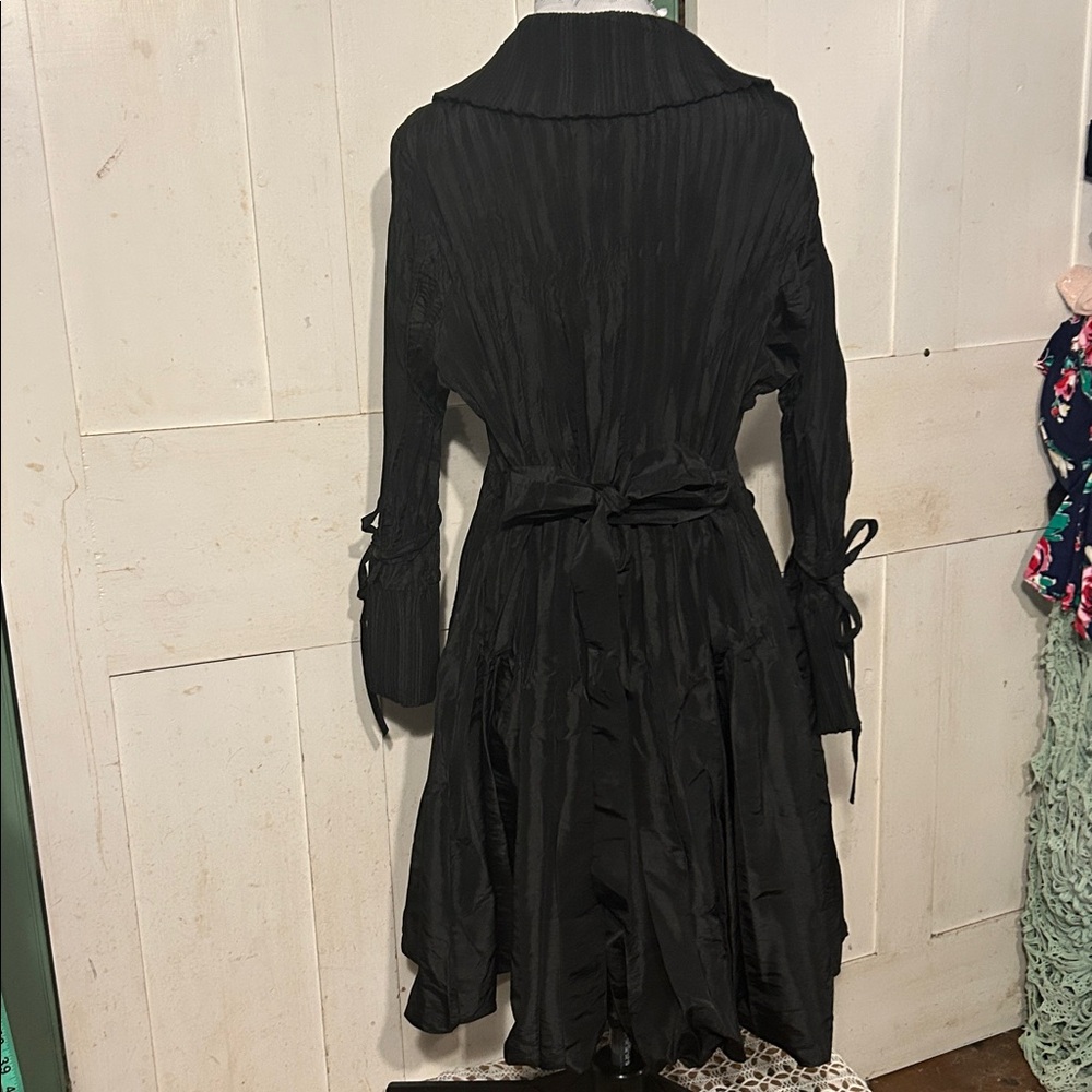 Ex Cond Jerry T Dress Coat Shacket Black Sz XL Crisp Crinkle Metallic Taffeta - Picture 10 of 16